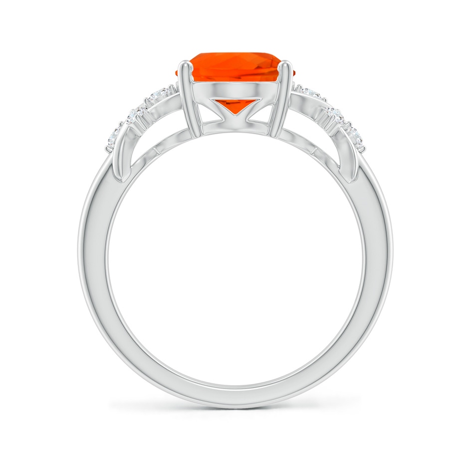 10x8mm AAA Solitaire Oval Fire Opal Criss Cross Ring with Diamonds in S999 Silver side 199