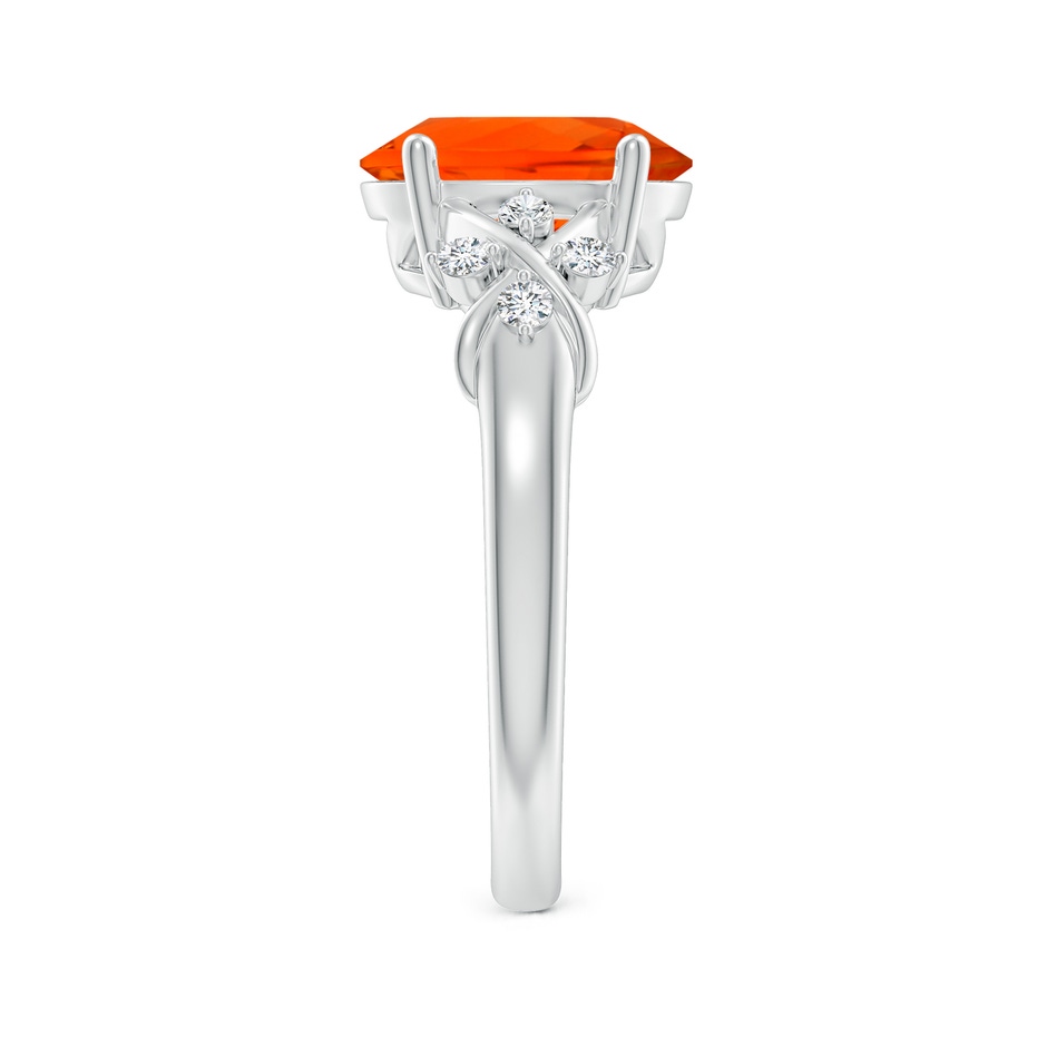 10x8mm AAA Solitaire Oval Fire Opal Criss Cross Ring with Diamonds in S999 Silver side 299