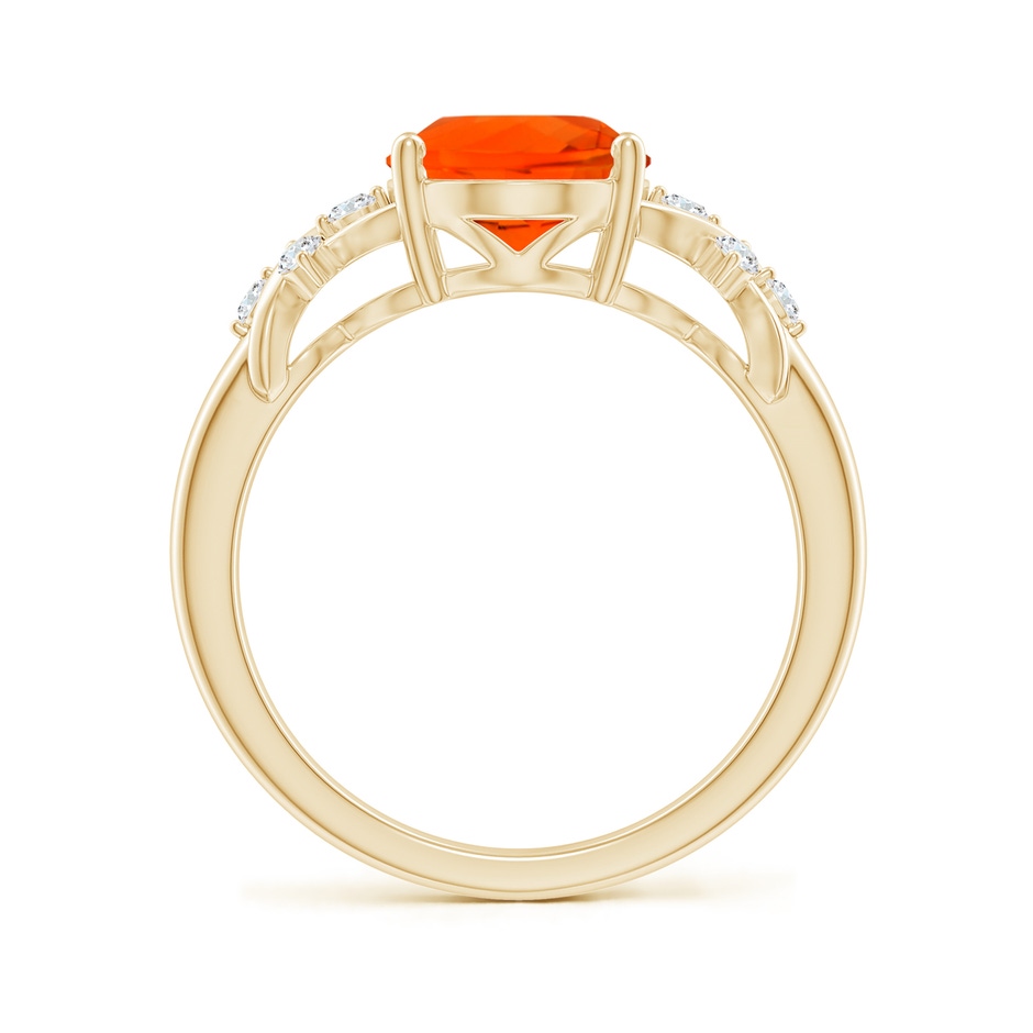 10x8mm AAA Solitaire Oval Fire Opal Criss Cross Ring with Diamonds in Yellow Gold side 199
