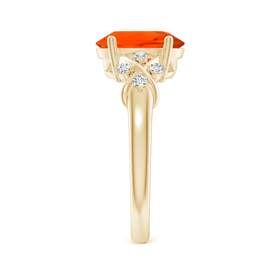 10x8mm AAA Solitaire Oval Fire Opal Criss Cross Ring with Diamonds in Yellow Gold side 299