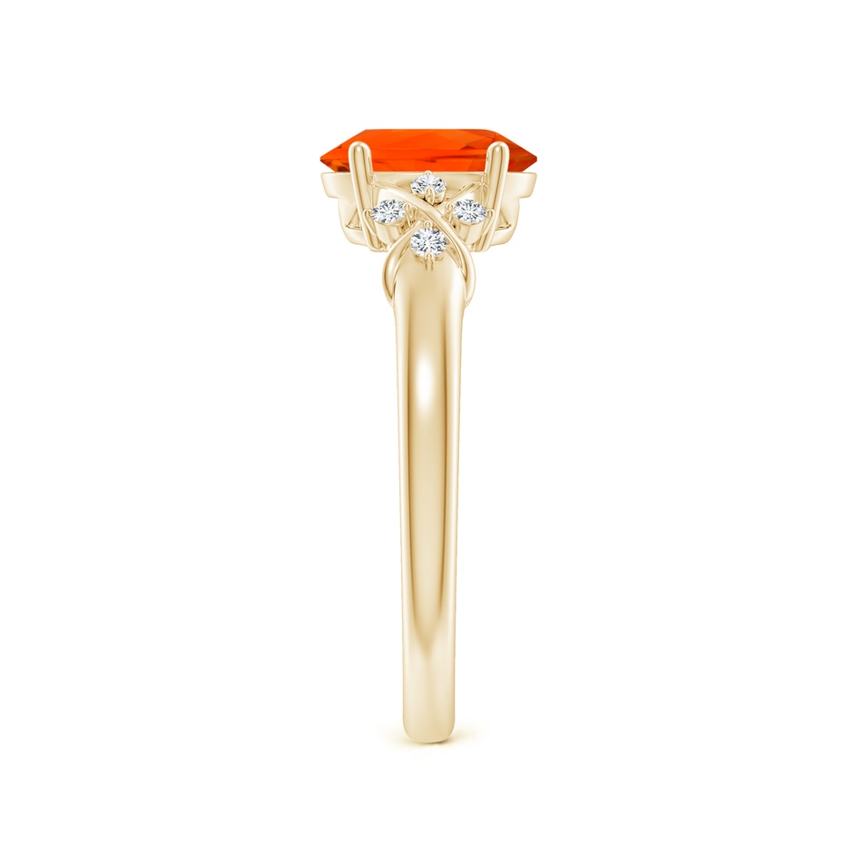 8x6mm AAA Solitaire Oval Fire Opal Criss Cross Ring with Diamonds in 18K Yellow Gold side 299