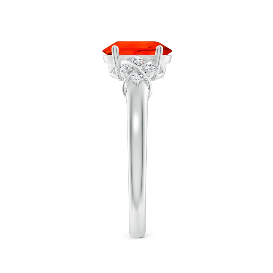 8x6mm AAAA Solitaire Oval Fire Opal Criss Cross Ring with Diamonds in P950 Platinum side 299