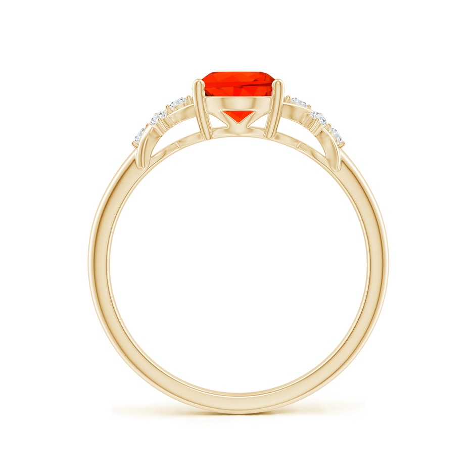 8x6mm AAAA Solitaire Oval Fire Opal Criss Cross Ring with Diamonds in Yellow Gold side 199