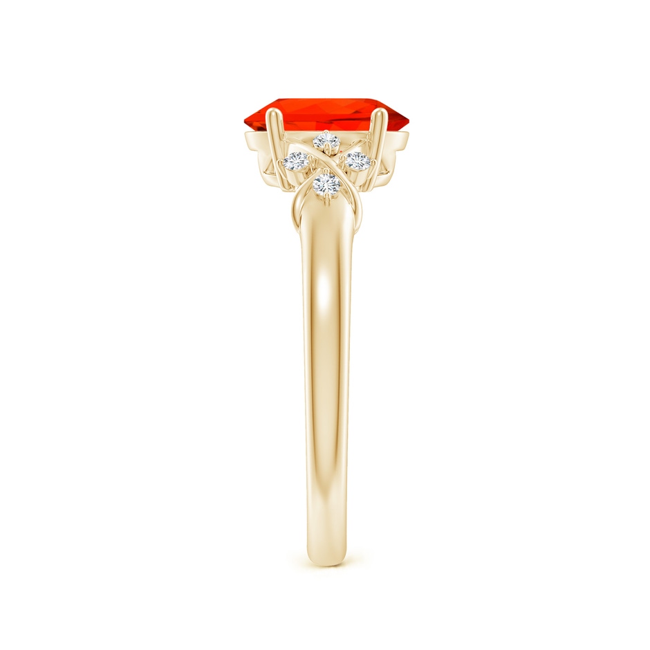 8x6mm AAAA Solitaire Oval Fire Opal Criss Cross Ring with Diamonds in Yellow Gold side 299
