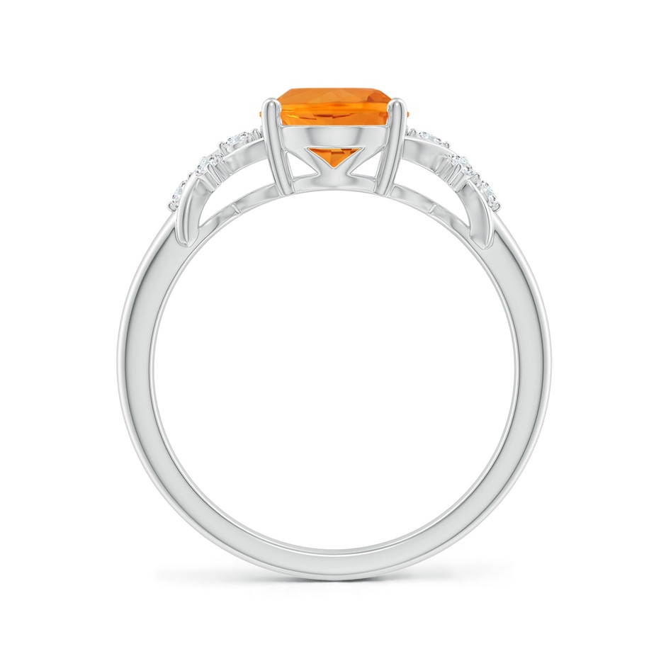 9x7mm AA Solitaire Oval Fire Opal Criss Cross Ring with Diamonds in S999 Silver side 199