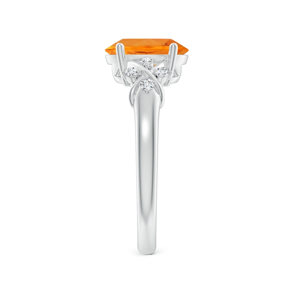 9x7mm AA Solitaire Oval Fire Opal Criss Cross Ring with Diamonds in S999 Silver side 299