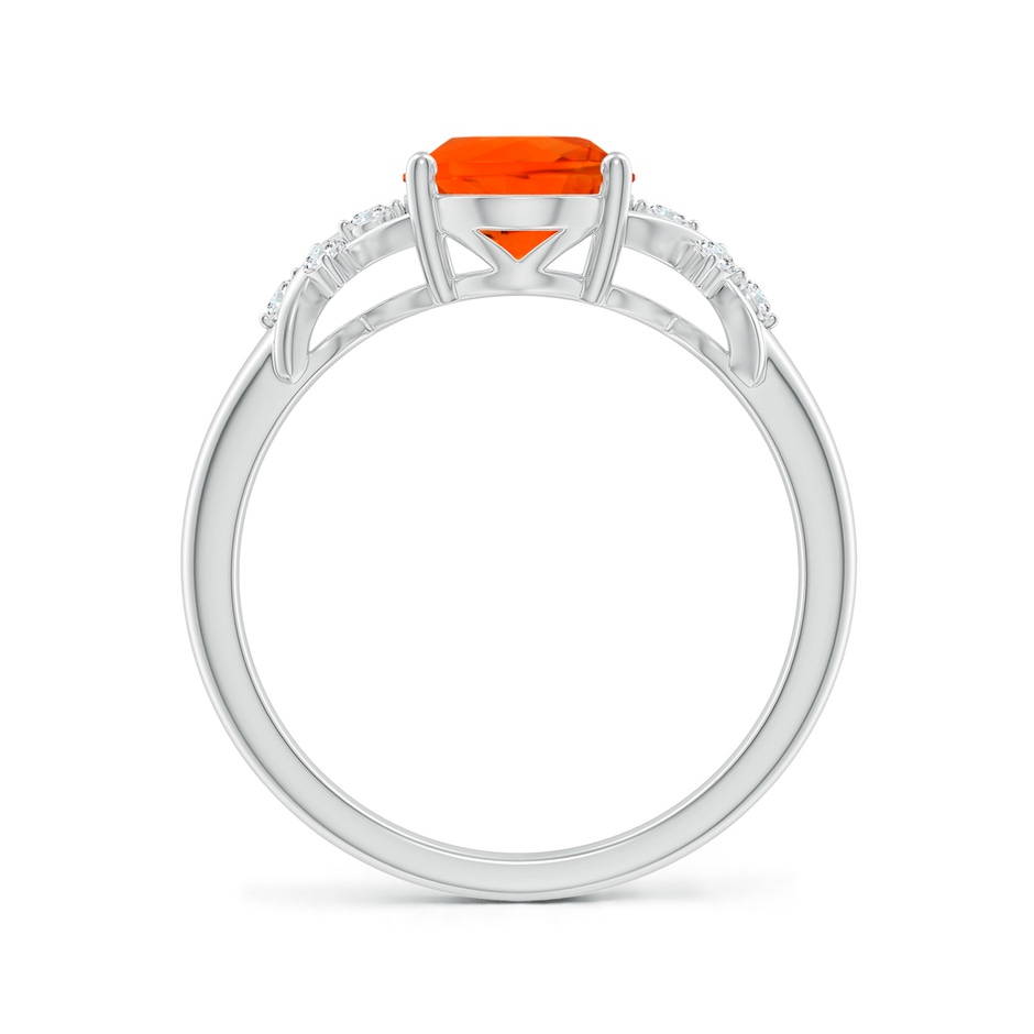 9x7mm AAA Solitaire Oval Fire Opal Criss Cross Ring with Diamonds in S999 Silver side 199