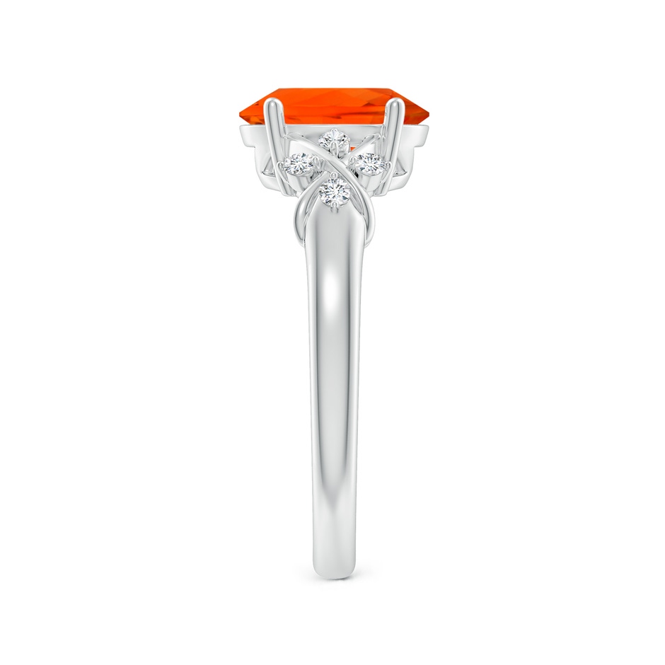 9x7mm AAA Solitaire Oval Fire Opal Criss Cross Ring with Diamonds in S999 Silver side 299