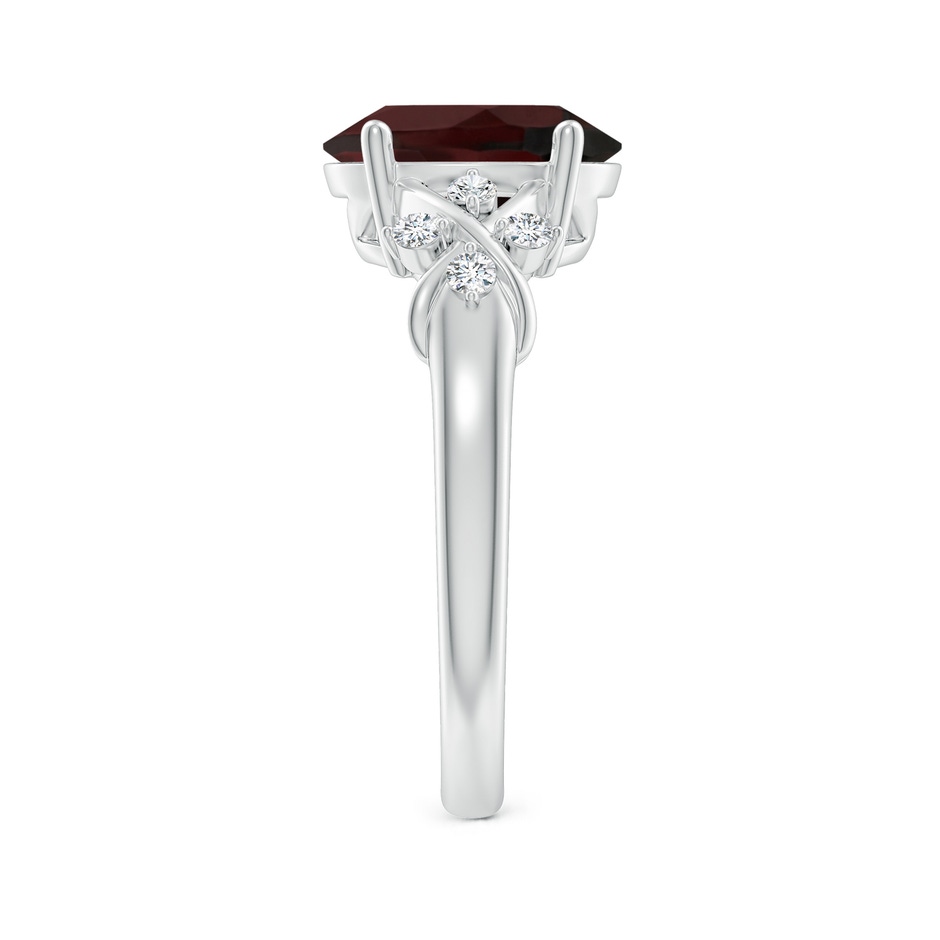 10x8mm A Solitaire Oval Garnet Criss Cross Ring with Diamonds in P950 Platinum side-2
