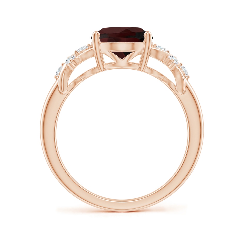 10x8mm A Solitaire Oval Garnet Criss Cross Ring with Diamonds in Rose Gold side-1