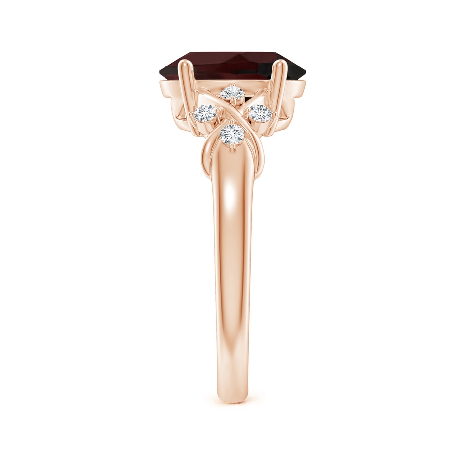 10x8mm A Solitaire Oval Garnet Criss Cross Ring with Diamonds in Rose Gold side-2