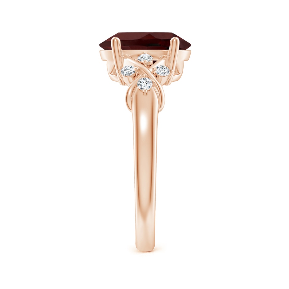 10x8mm AA Solitaire Oval Garnet Criss Cross Ring with Diamonds in Rose Gold side-2