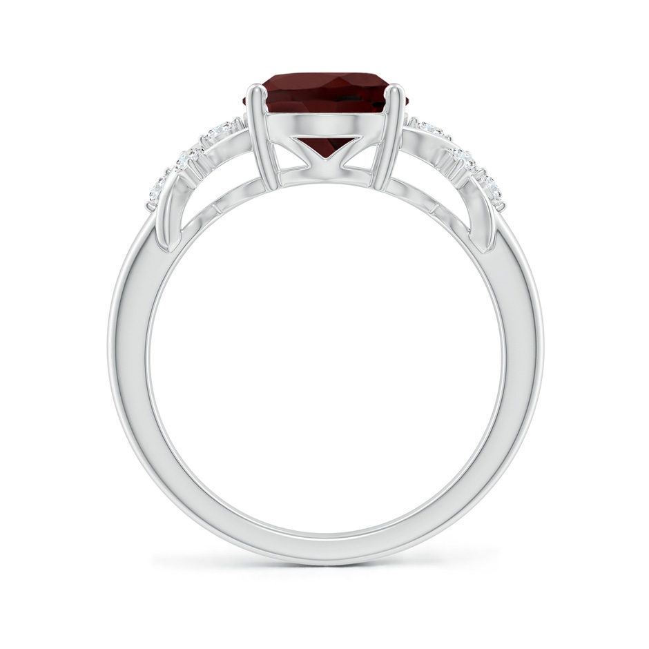 10x8mm AA Solitaire Oval Garnet Criss Cross Ring with Diamonds in White Gold side-1
