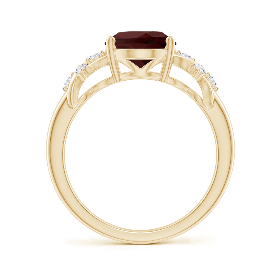 10x8mm AA Solitaire Oval Garnet Criss Cross Ring with Diamonds in Yellow Gold side-1