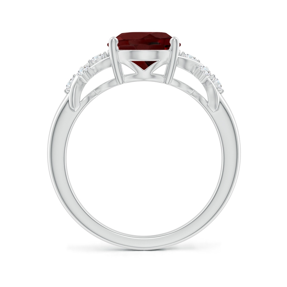 10x8mm AAA Solitaire Oval Garnet Criss Cross Ring with Diamonds in White Gold side-1