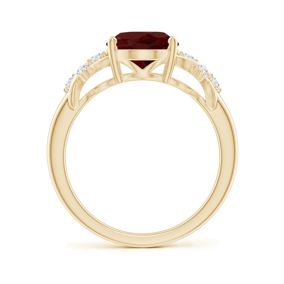 10x8mm AAA Solitaire Oval Garnet Criss Cross Ring with Diamonds in Yellow Gold side-1