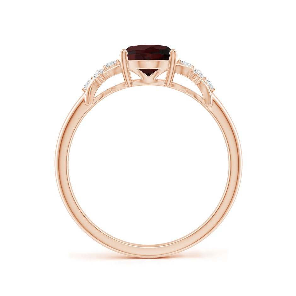 8x6mm A Solitaire Oval Garnet Criss Cross Ring with Diamonds in Rose Gold side-1