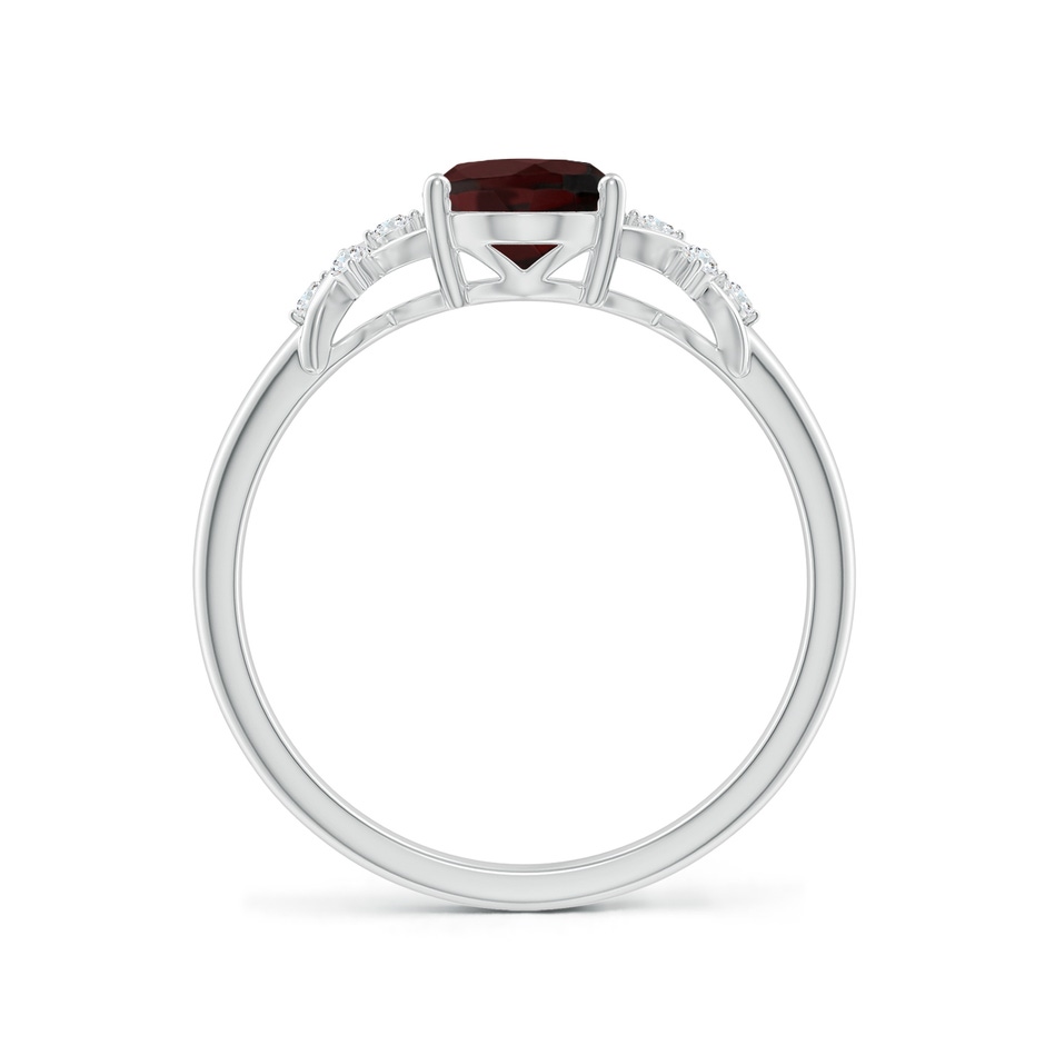 8x6mm A Solitaire Oval Garnet Criss Cross Ring with Diamonds in White Gold side-1