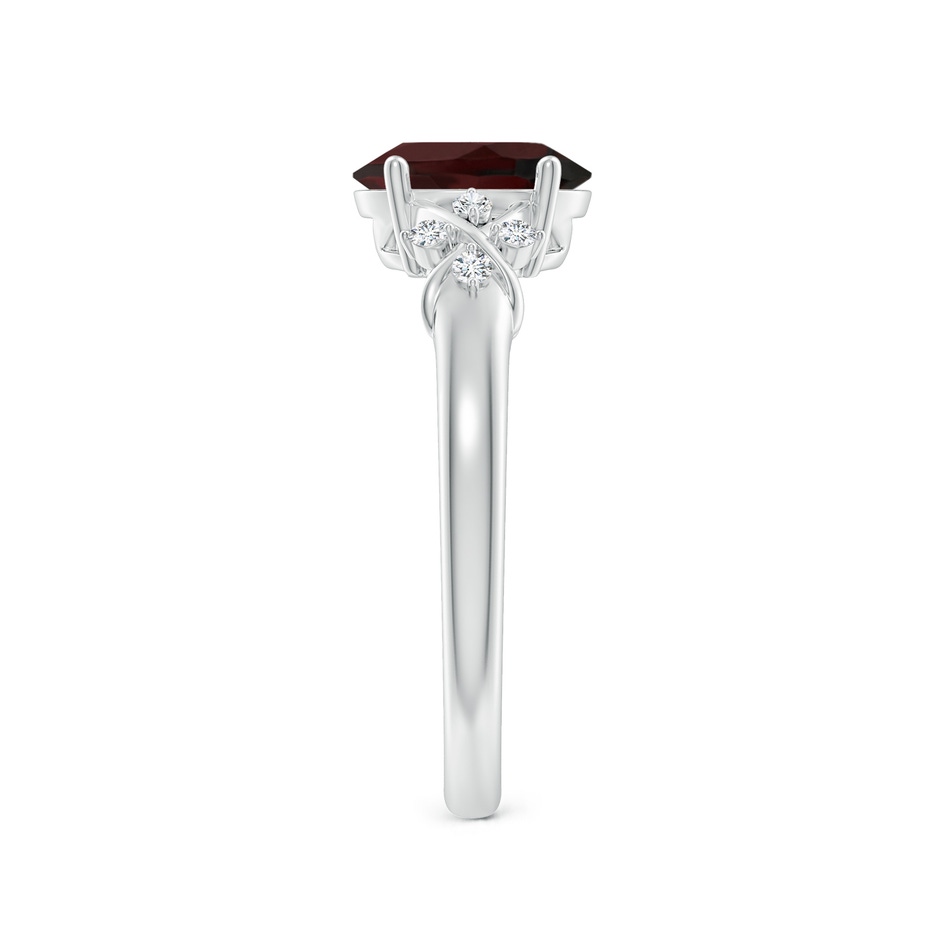 8x6mm A Solitaire Oval Garnet Criss Cross Ring with Diamonds in White Gold side-2