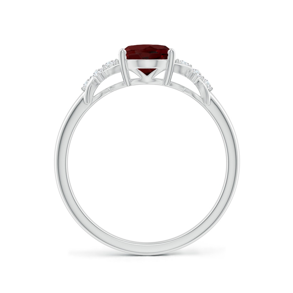 8x6mm AAA Solitaire Oval Garnet Criss Cross Ring with Diamonds in P950 Platinum side-1