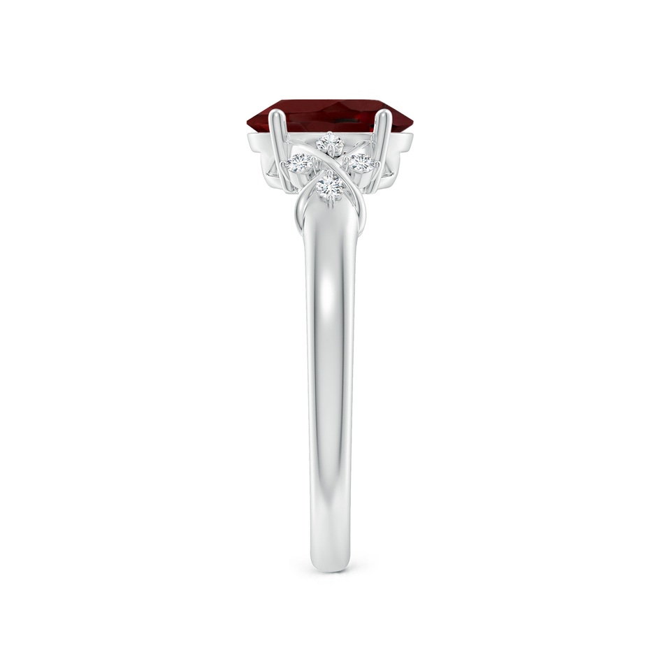 8x6mm AAA Solitaire Oval Garnet Criss Cross Ring with Diamonds in P950 Platinum side-2