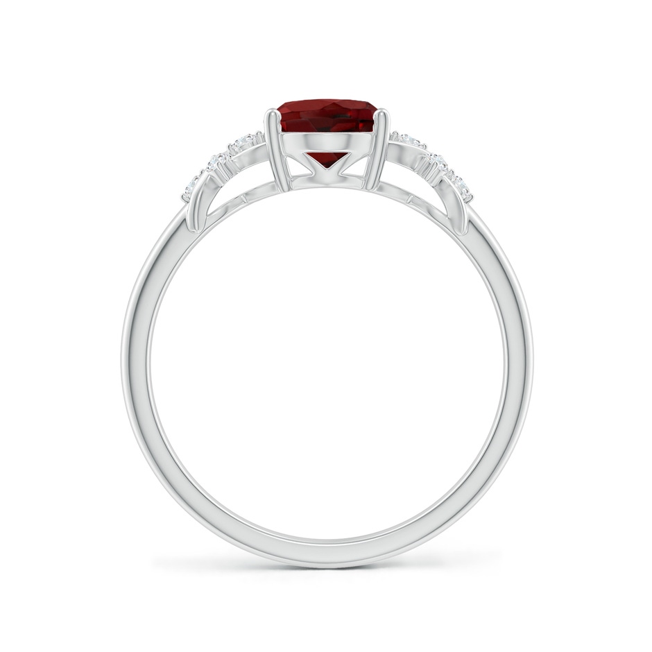 8x6mm AAAA Solitaire Oval Garnet Criss Cross Ring with Diamonds in White Gold side-1