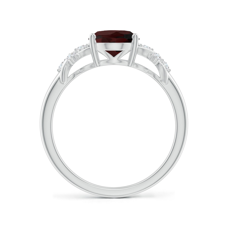9x7mm A Solitaire Oval Garnet Criss Cross Ring with Diamonds in White Gold side-1