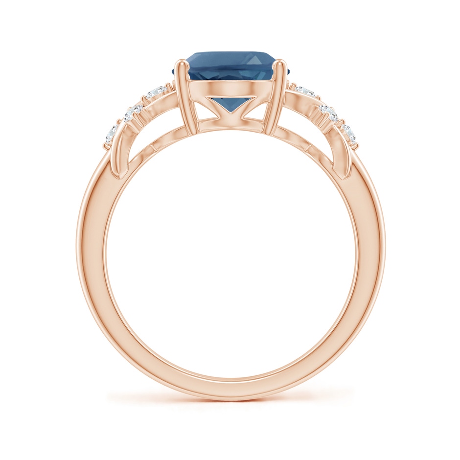 10x8mm A Oval London Blue Topaz Criss Cross Ring with Diamonds in Rose Gold side-1