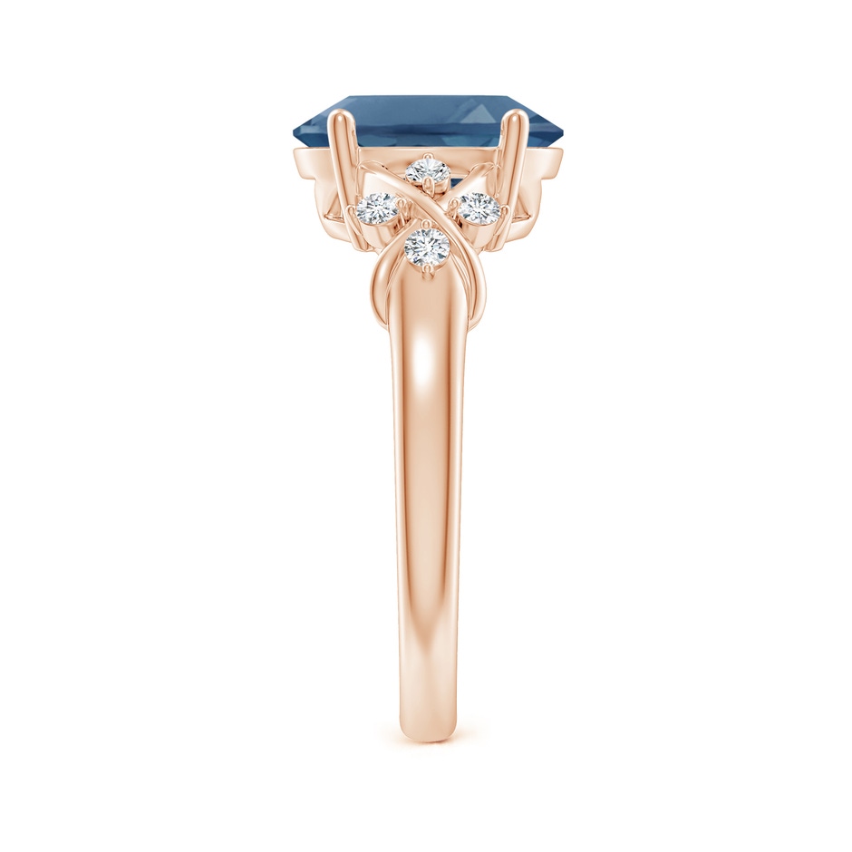 10x8mm A Oval London Blue Topaz Criss Cross Ring with Diamonds in Rose Gold side-2
