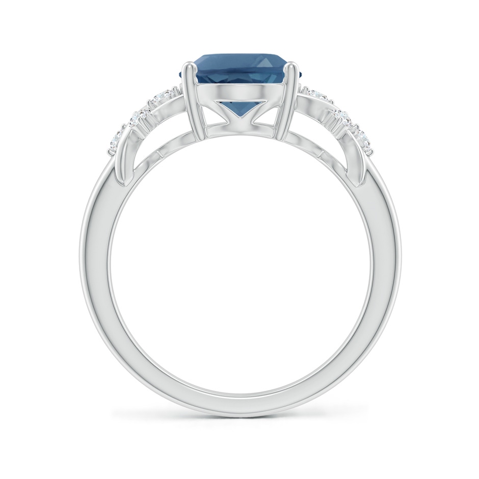 10x8mm A Oval London Blue Topaz Criss Cross Ring with Diamonds in White Gold side-1