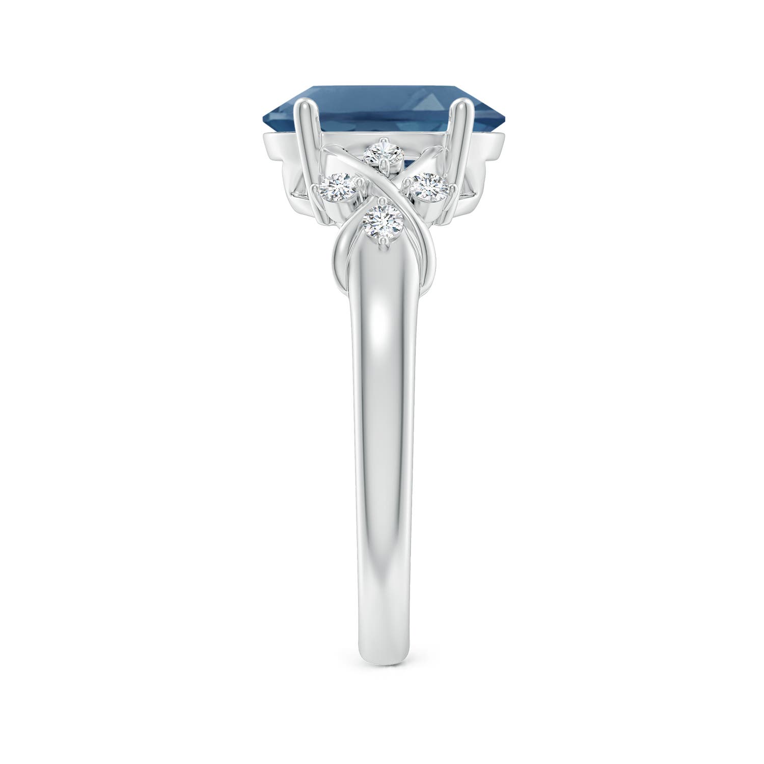 A - London Blue Topaz / 3.42 CT / 14 KT White Gold