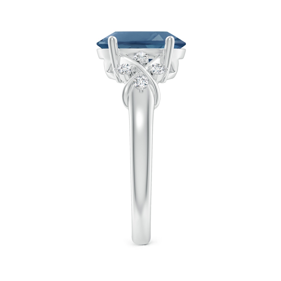 10x8mm A Oval London Blue Topaz Criss Cross Ring with Diamonds in White Gold side-2