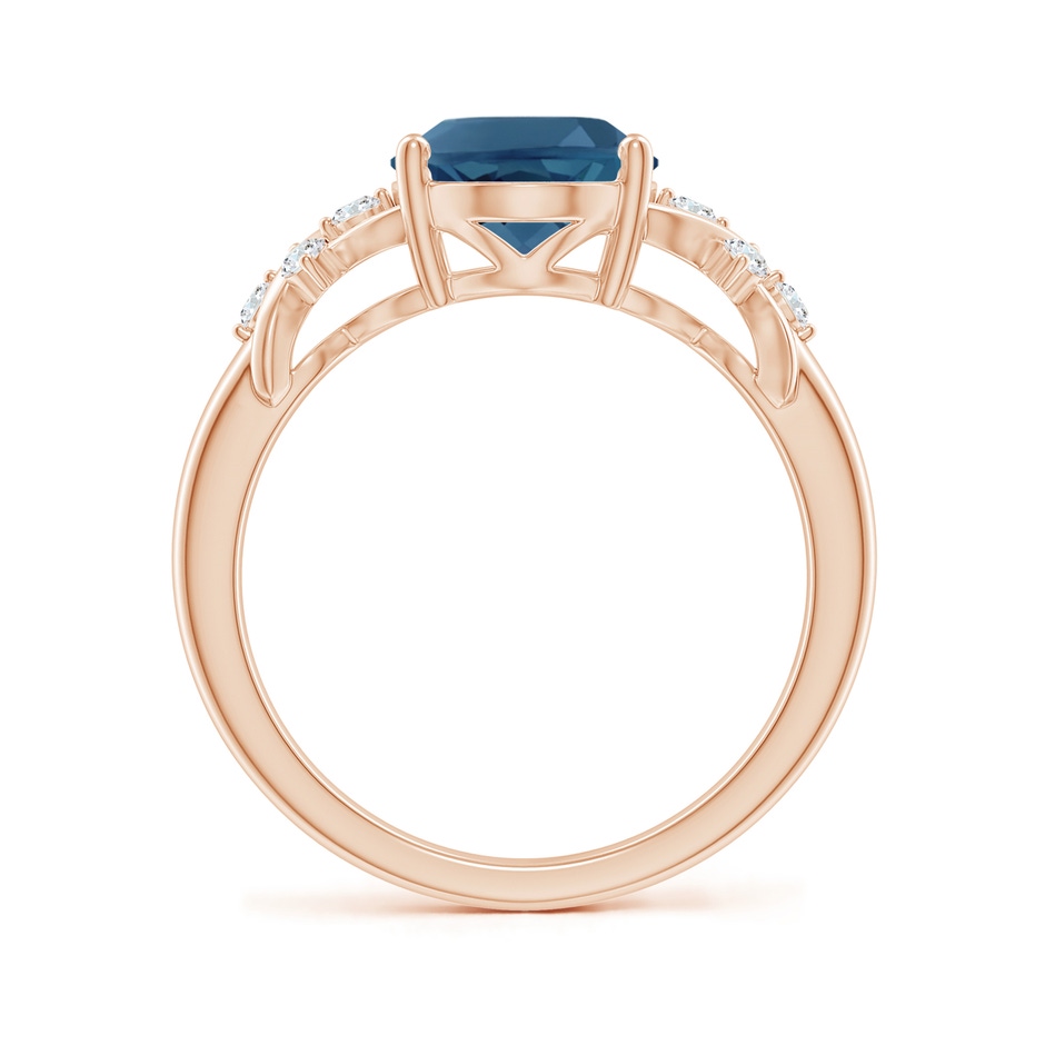 10x8mm AA Oval London Blue Topaz Criss Cross Ring with Diamonds in Rose Gold side-1