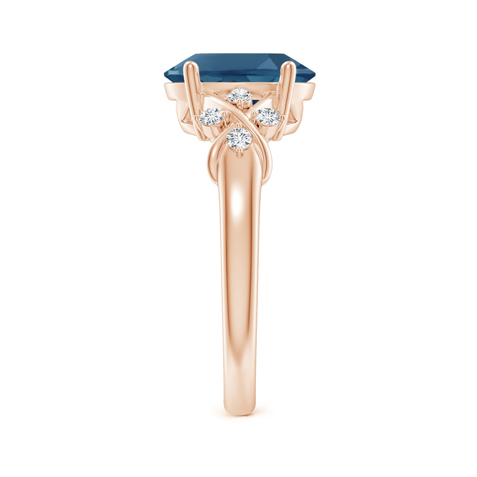 10x8mm AA Oval London Blue Topaz Criss Cross Ring with Diamonds in Rose Gold side-2