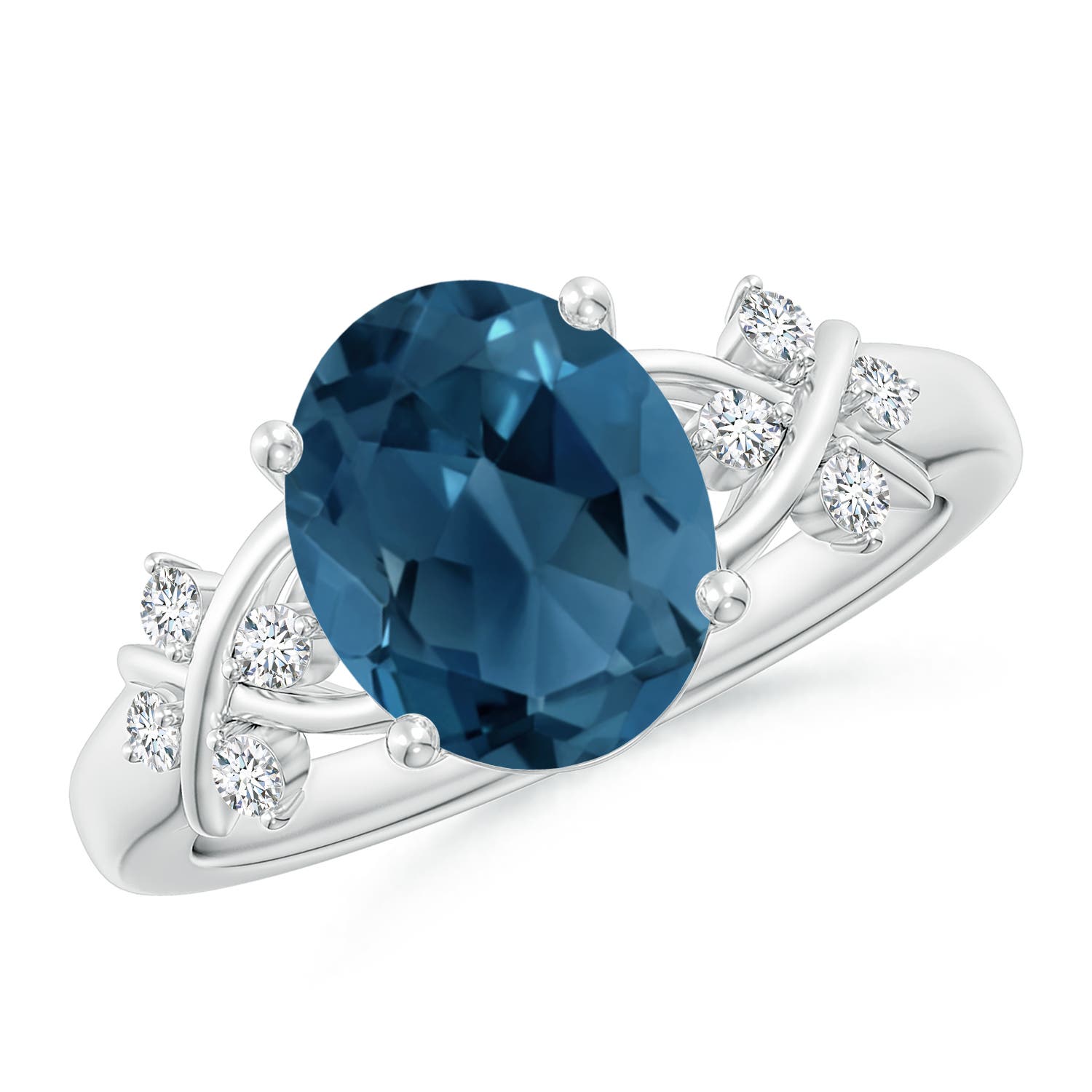 AA - London Blue Topaz / 3.42 CT / 14 KT White Gold