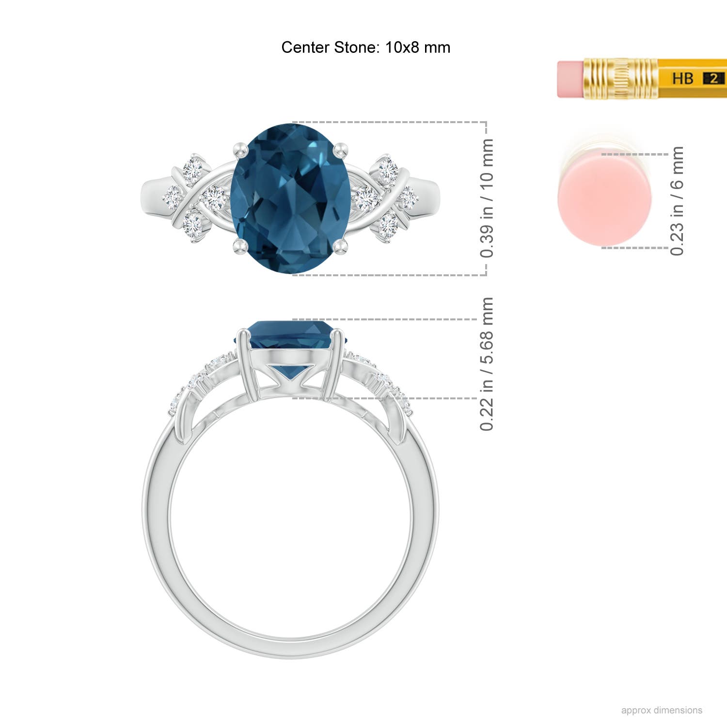 AA - London Blue Topaz / 3.42 CT / 14 KT White Gold