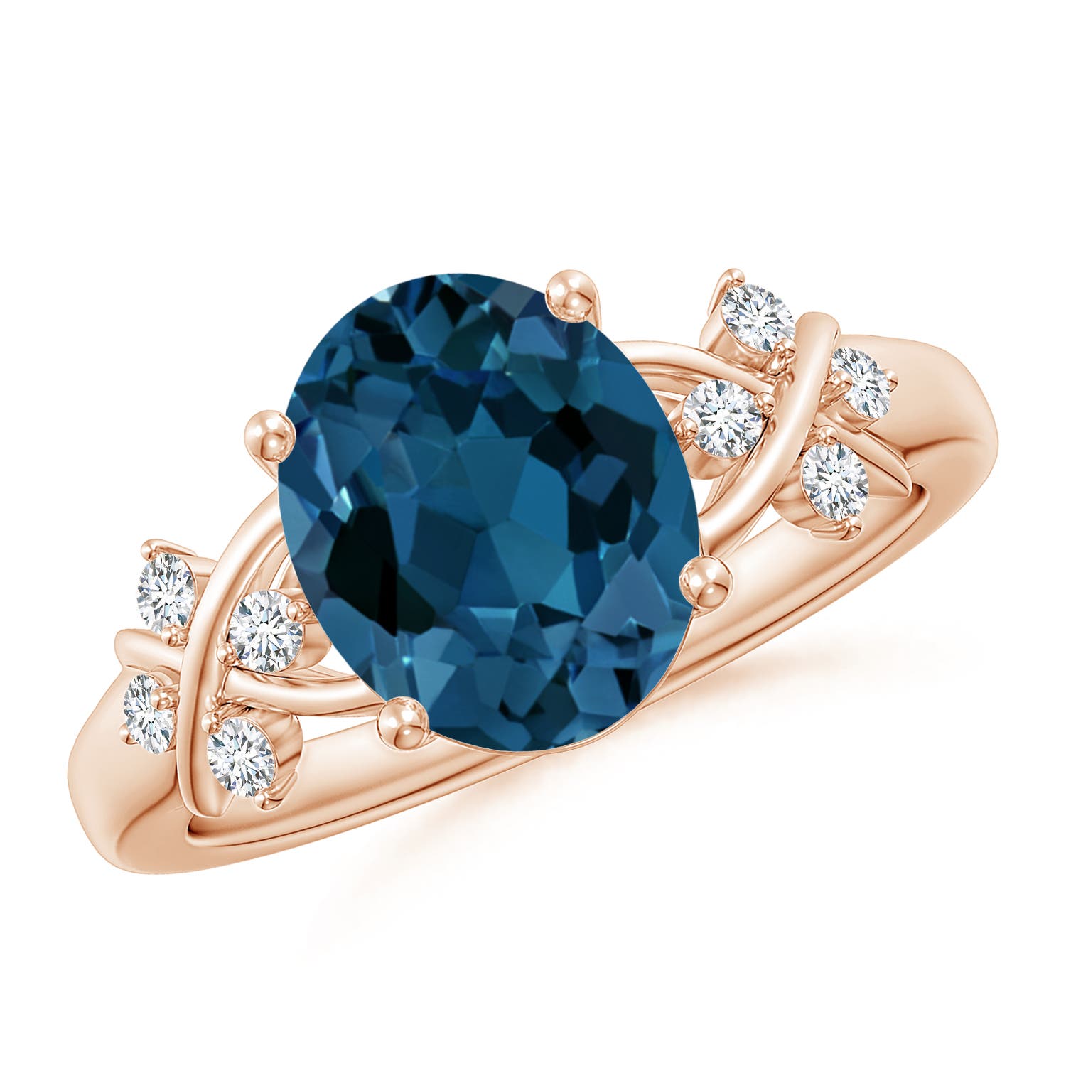 AAA - London Blue Topaz / 3.42 CT / 14 KT Rose Gold