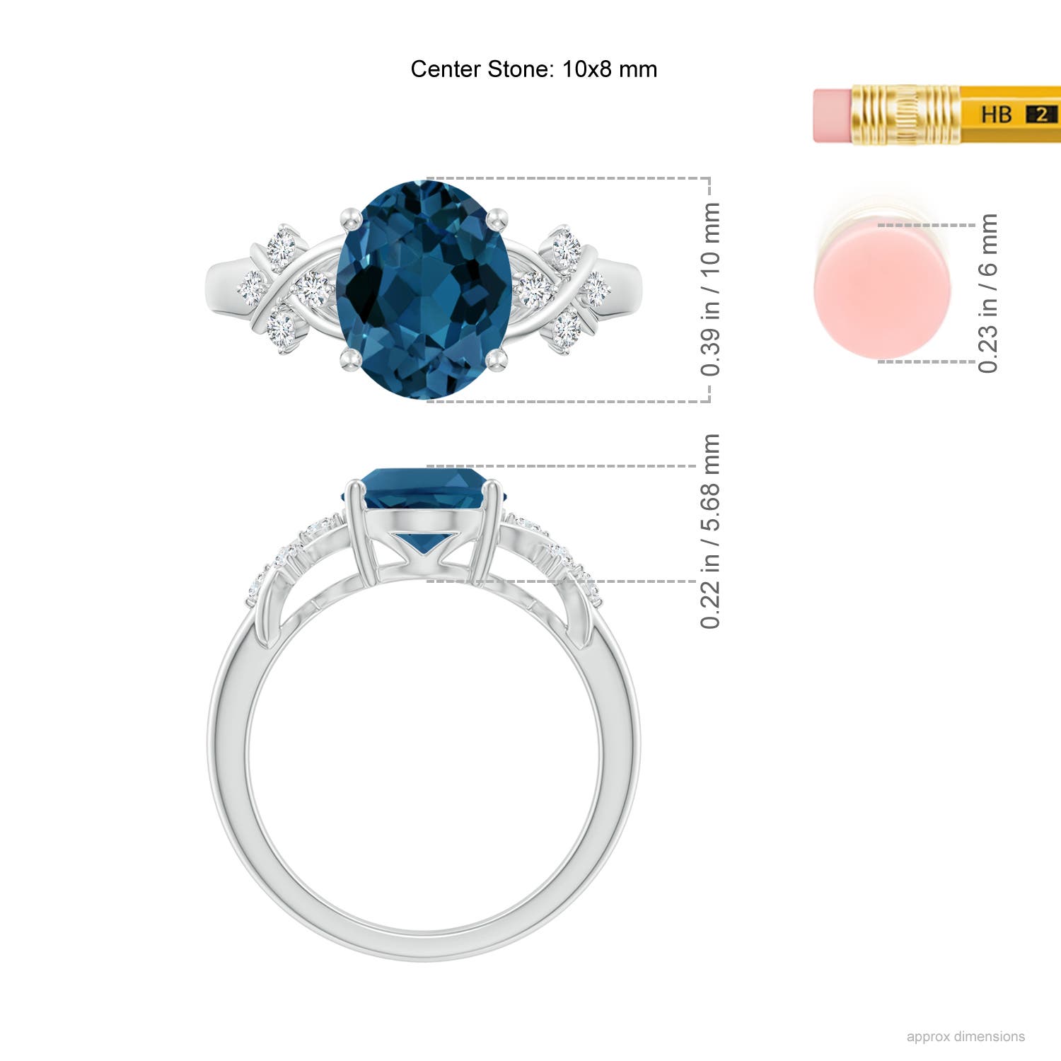 AAA - London Blue Topaz / 3.42 CT / 14 KT White Gold