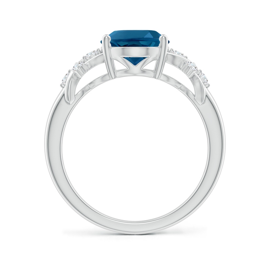 10x8mm AAAA Oval London Blue Topaz Criss Cross Ring with Diamonds in P950 Platinum side-1