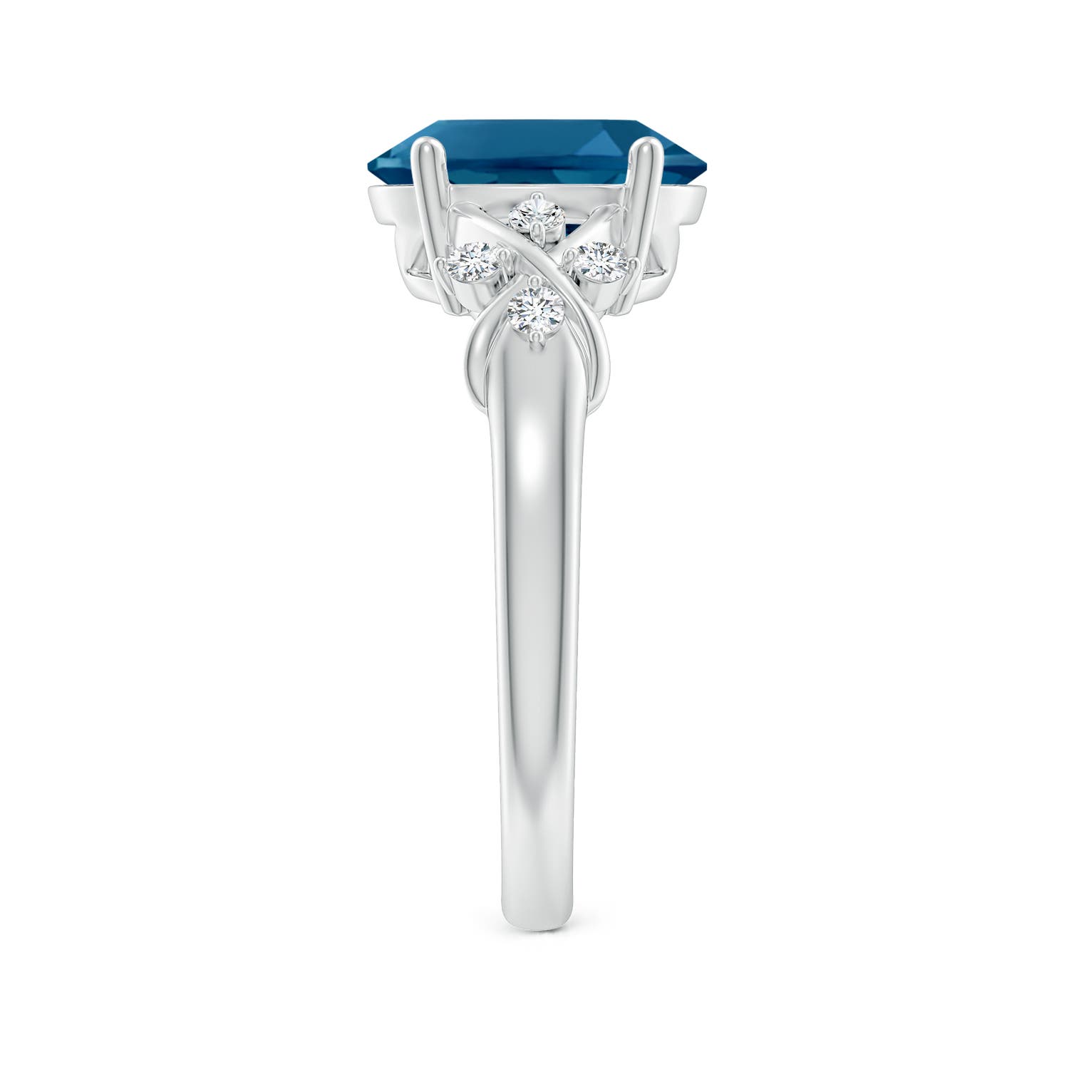 AAAA - London Blue Topaz / 3.42 CT / 14 KT White Gold