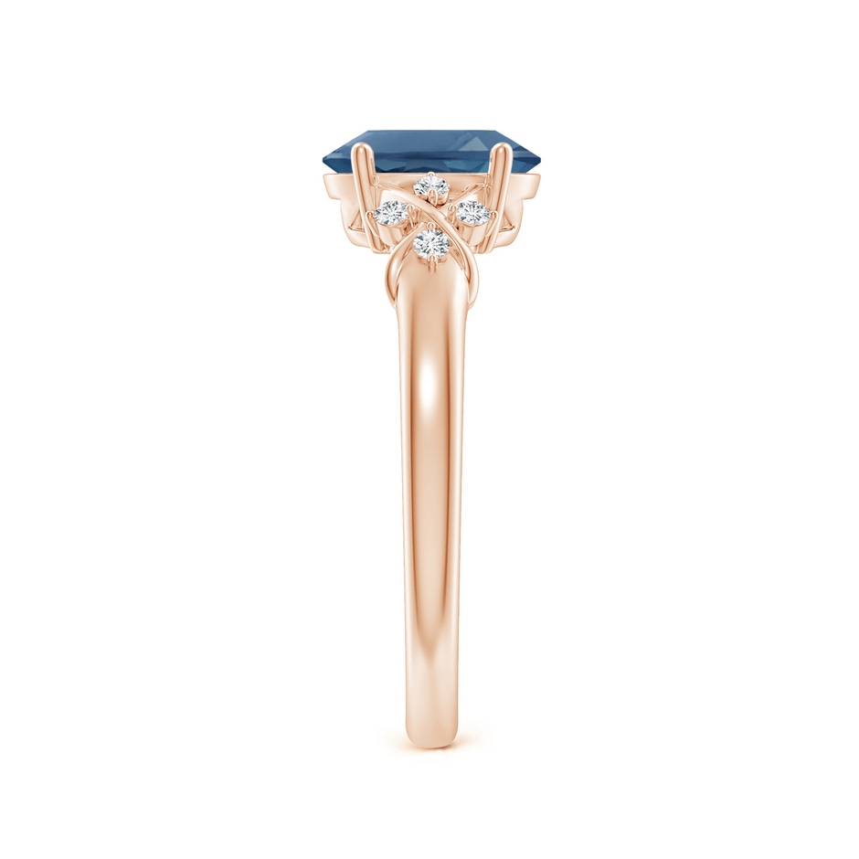 8x6mm A Oval London Blue Topaz Criss Cross Ring with Diamonds in Rose Gold side-2