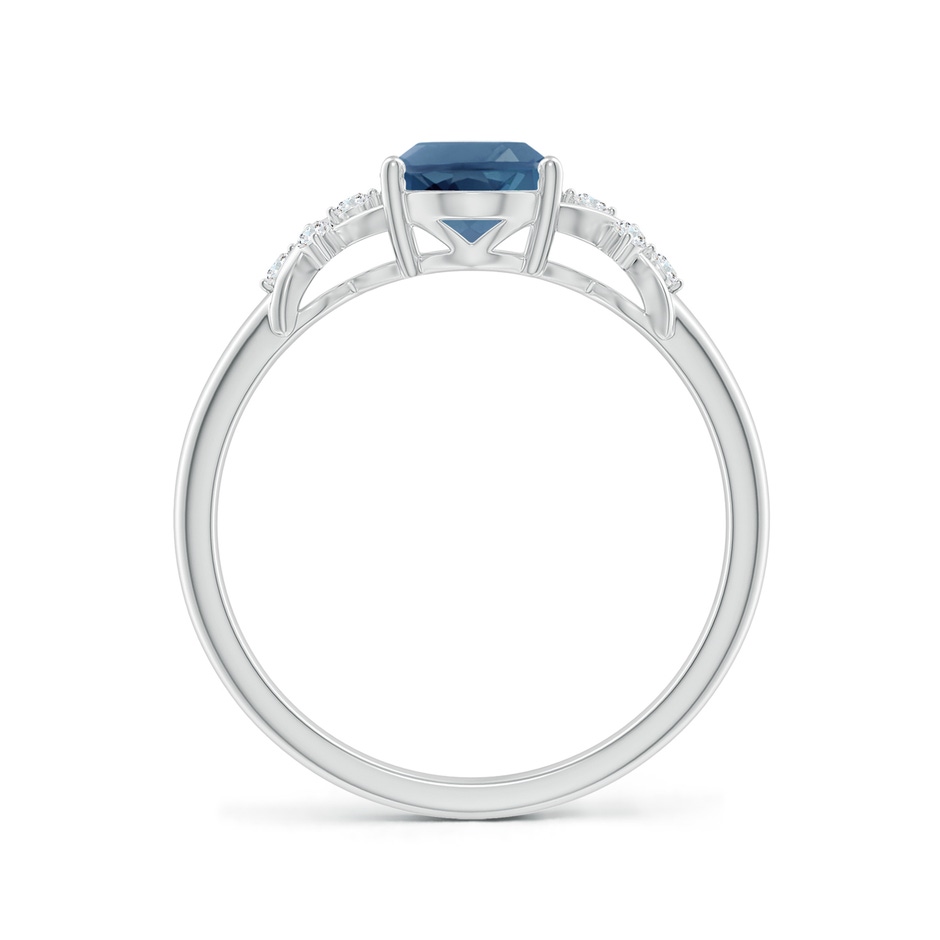 8x6mm A Oval London Blue Topaz Criss Cross Ring with Diamonds in White Gold side-1
