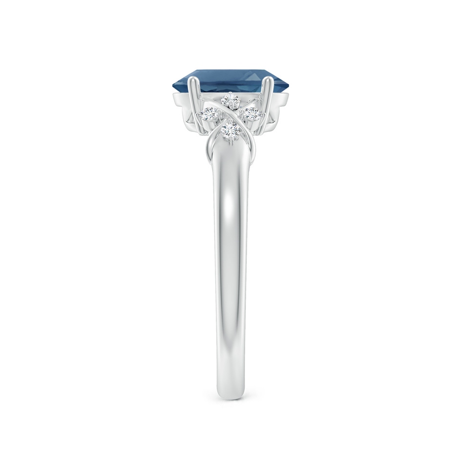 8x6mm A Oval London Blue Topaz Criss Cross Ring with Diamonds in White Gold side-2
