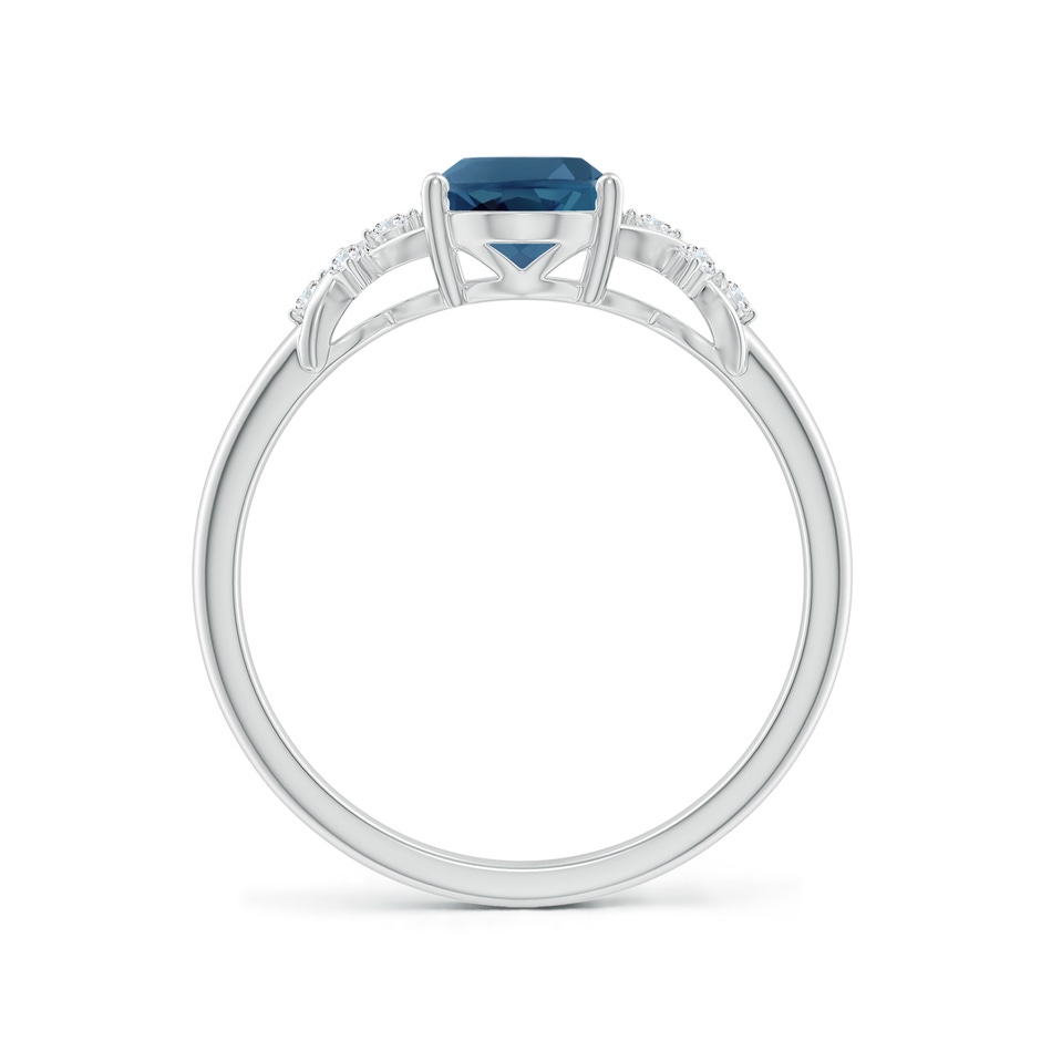 8x6mm AA Oval London Blue Topaz Criss Cross Ring with Diamonds in White Gold side-1