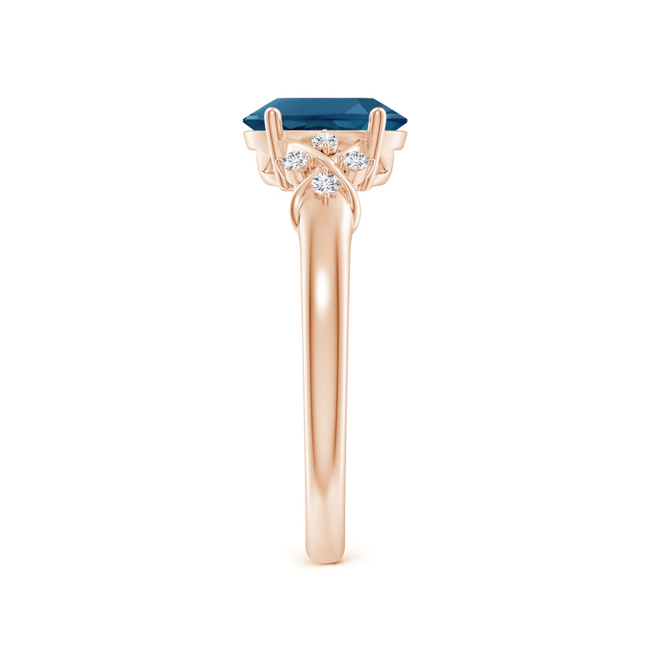 8x6mm AAA Oval London Blue Topaz Criss Cross Ring with Diamonds in Rose Gold side-2