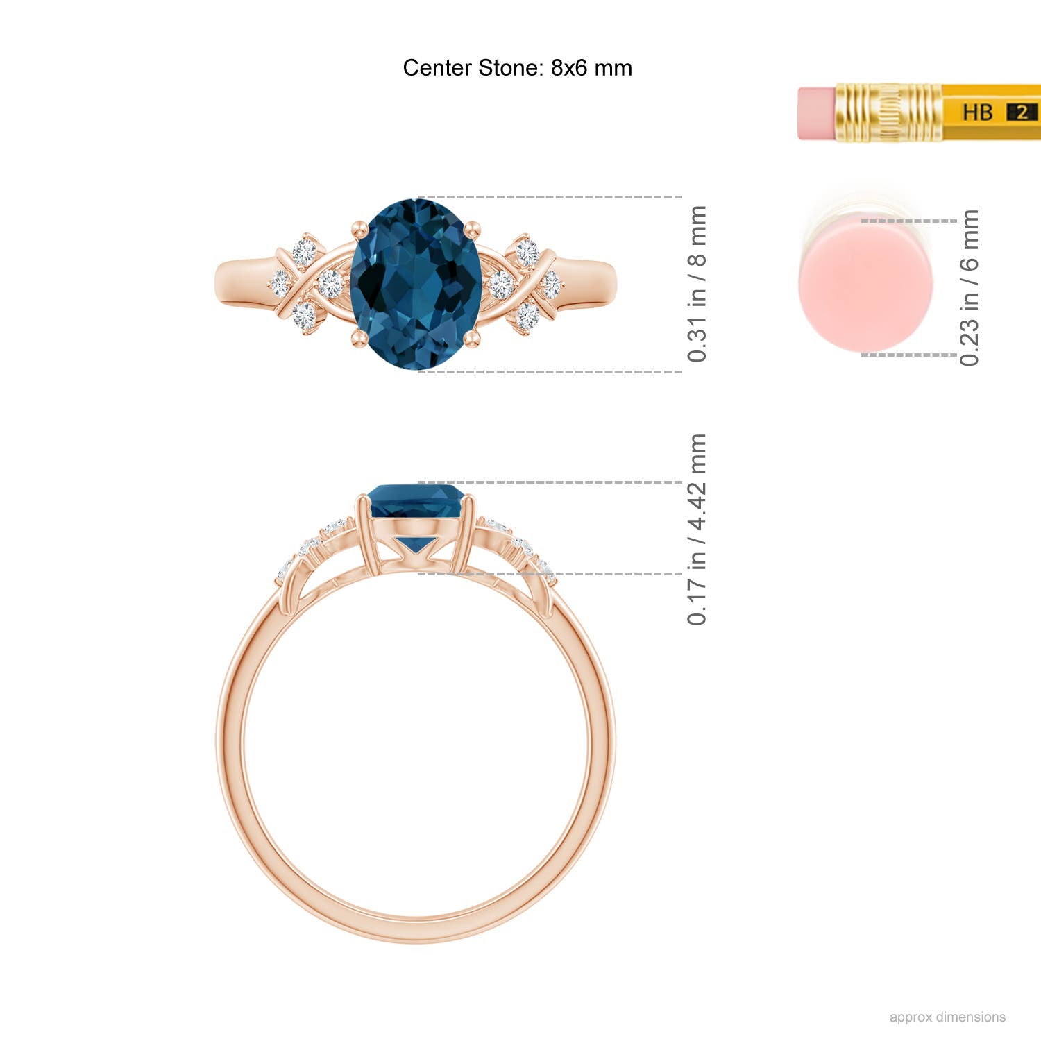 AAA - London Blue Topaz / 1.58 CT / 14 KT Rose Gold