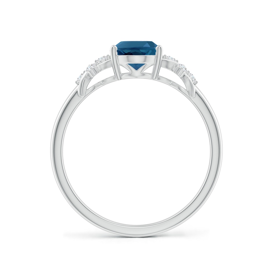 8x6mm AAA Oval London Blue Topaz Criss Cross Ring with Diamonds in White Gold side-1