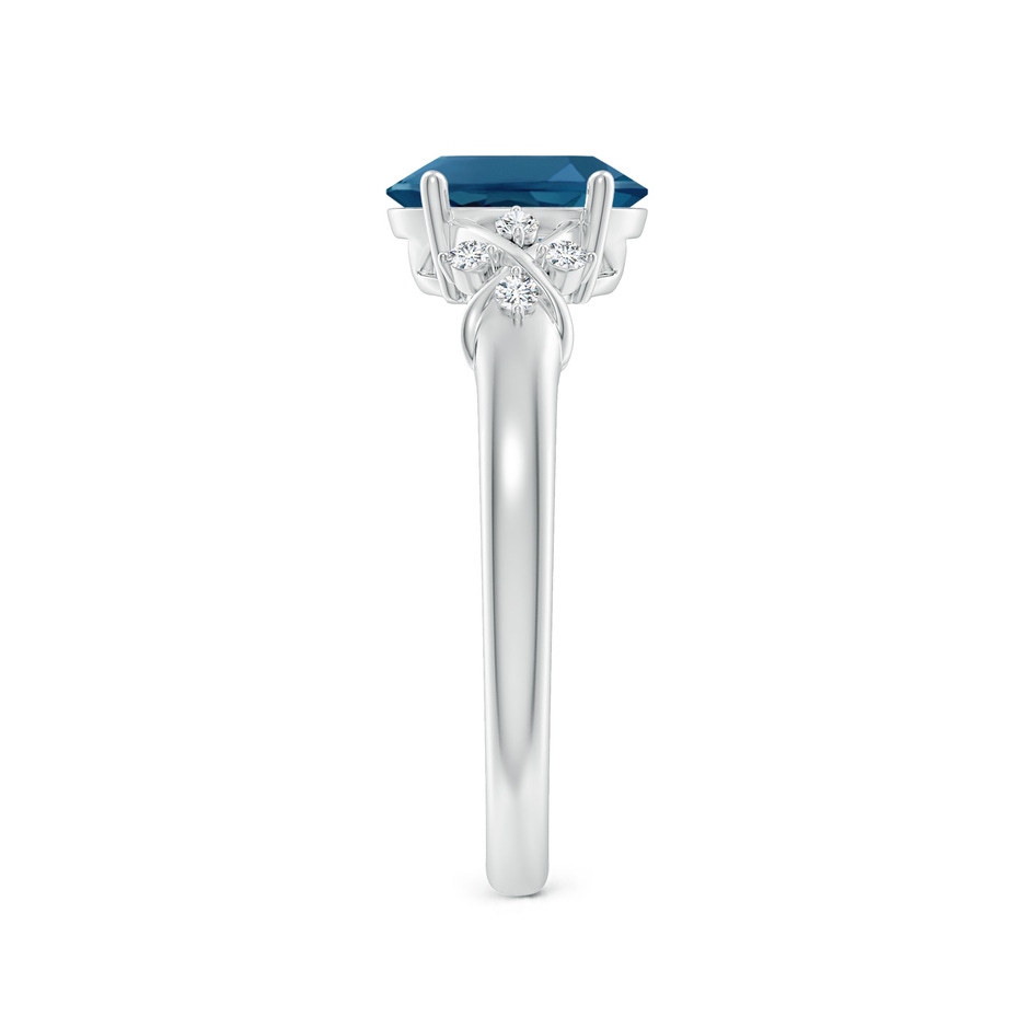 8x6mm AAA Oval London Blue Topaz Criss Cross Ring with Diamonds in White Gold side-2