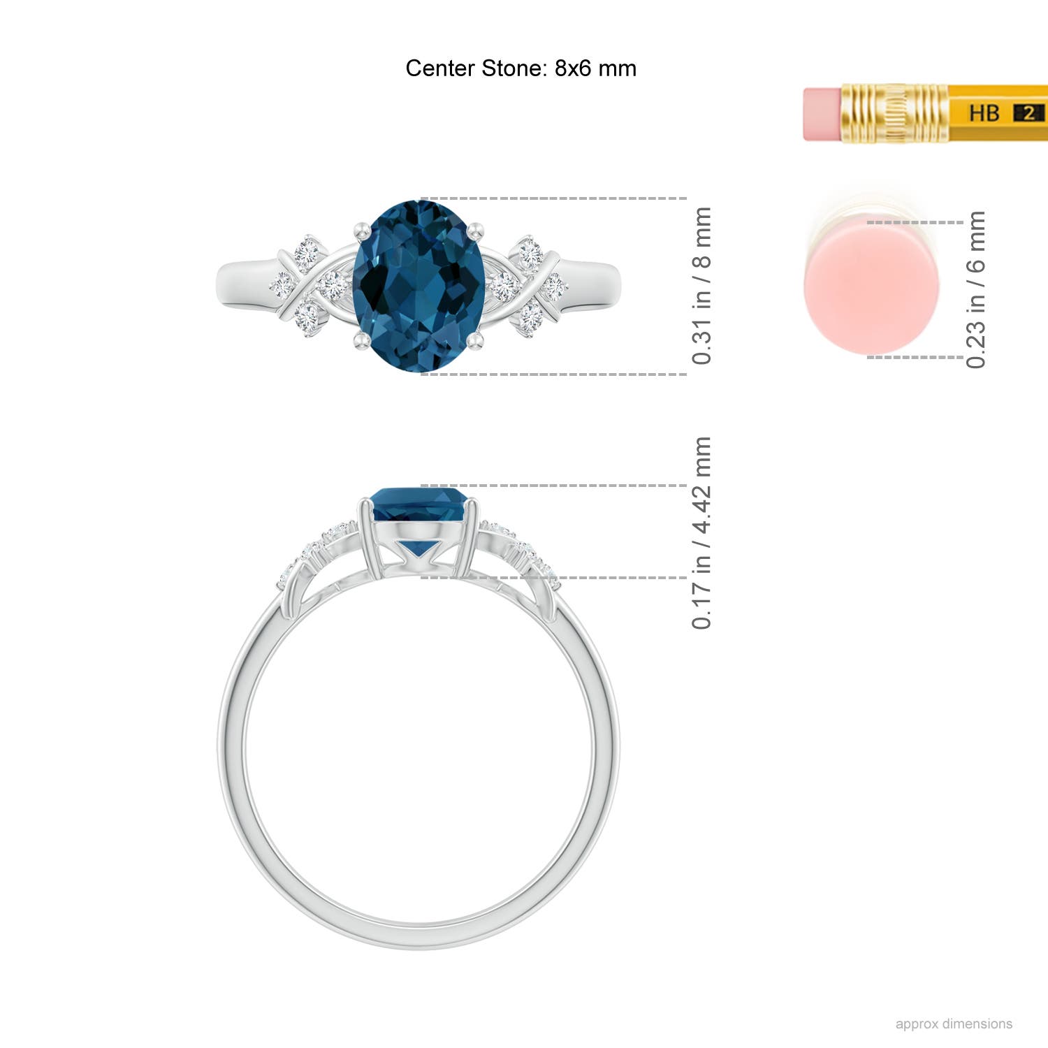 AAA - London Blue Topaz / 1.58 CT / 14 KT White Gold