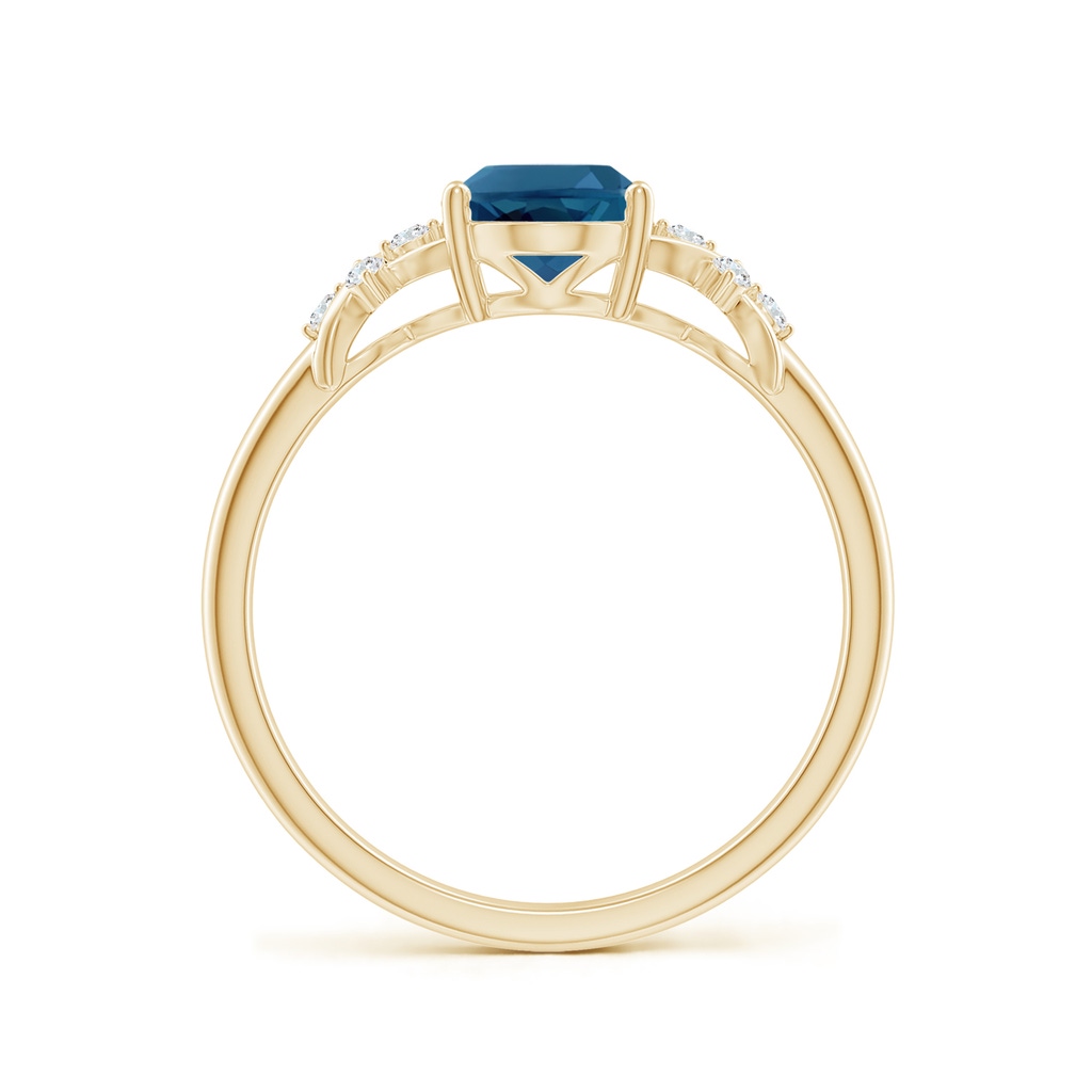 8x6mm AAA Oval London Blue Topaz Criss Cross Ring with Diamonds in Yellow Gold - side_1